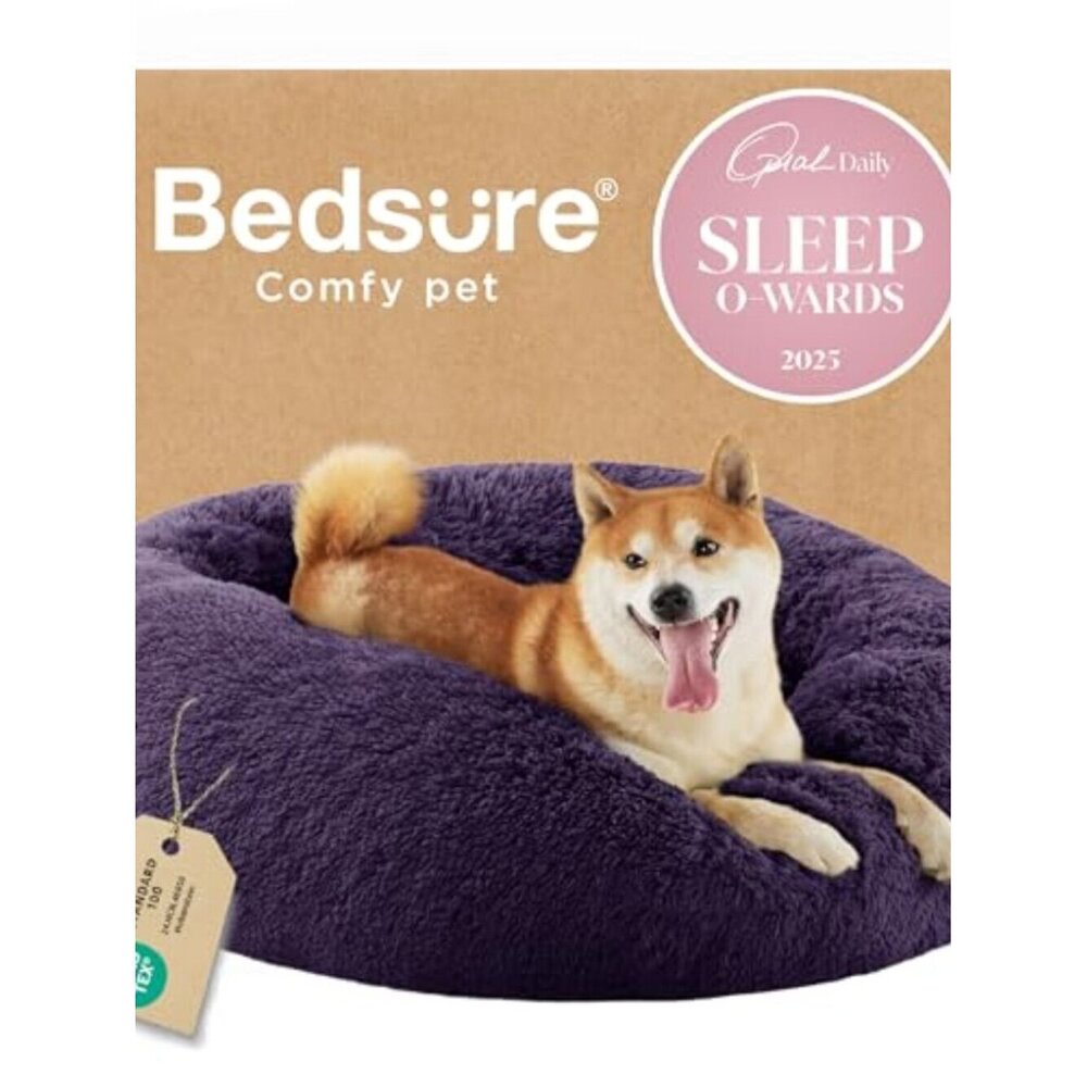Plush Donut Dog Bed Medium 30in Washable Pet